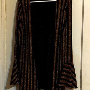 Gold and black bell sleeve cardigan
